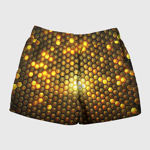 Женские шорты Металлические соты - роскошный блеск золота / 3D-принт – фото 2