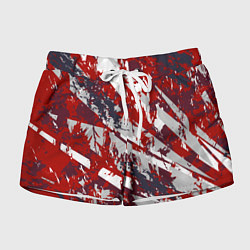 Шорты женские Геометрическая абстракция линии на красном, цвет: 3D-принт