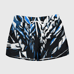 Женские шорты White and blue abstraction on a black background