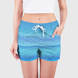 Шорты женские Синие и белые волны, цвет: 3D-принт — фото 2