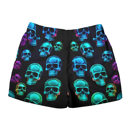 Женские шорты Neon skulls - ai art pattern / 3D-принт – фото 2