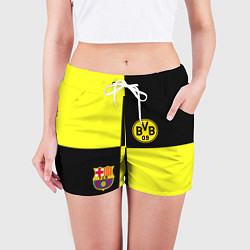 Шорты женские Barcelona x Borussia, цвет: 3D-принт — фото 2
