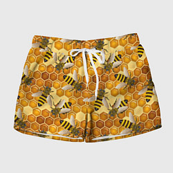 Шорты женские Пчелиный цветной паттерн, цвет: 3D-принт