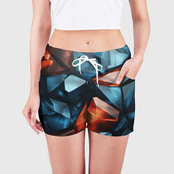 Шорты женские Синие и янтарные камни, цвет: 3D-принт — фото 2