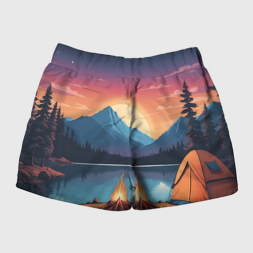 Женские шорты В лесу с палаткой / 3D-принт – фото 2