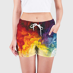 Шорты женские Подтеки масляных красок, цвет: 3D-принт — фото 2