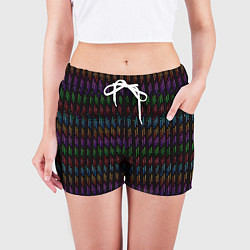 Шорты женские Разноцветные точки на чёрном фоне, цвет: 3D-принт — фото 2