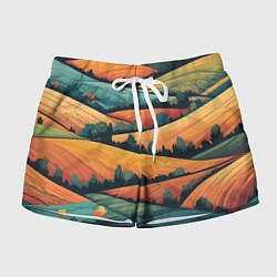 Шорты женские Поля луга, цвет: 3D-принт