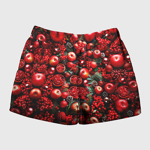 Женские шорты Рождественские ягоды и фрукты / 3D-принт – фото 2