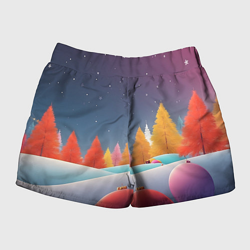 Женские шорты Яркие новогодние елки / 3D-принт – фото 2