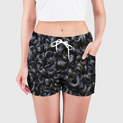 Шорты женские Черные кудри, цвет: 3D-принт — фото 2