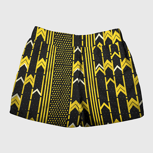 Женские шорты Жёлтые обои на чёрном фоне / 3D-принт – фото 2