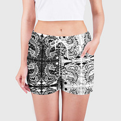 Шорты женские Драконы инь и янь с узорами, цвет: 3D-принт — фото 2