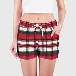 Шорты женские Красно-белая ткань в клетку, цвет: 3D-принт — фото 2