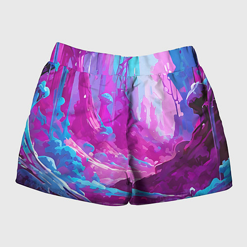 Женские шорты Фиолетовая кислотная абстракция / 3D-принт – фото 2