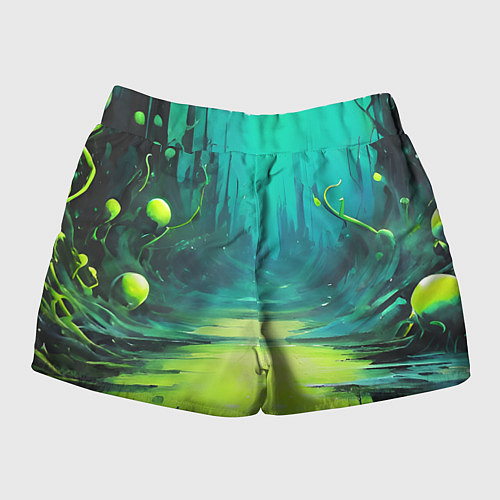 Женские шорты Зелёная кислотная абстракция / 3D-принт – фото 2