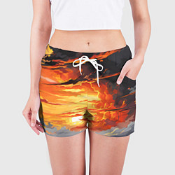 Шорты женские Багровый закат, цвет: 3D-принт — фото 2