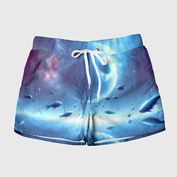 Женские шорты Луна и рыбы - нейроарт фантазия
