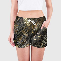 Шорты женские Кожаный змеиный принт, цвет: 3D-принт — фото 2