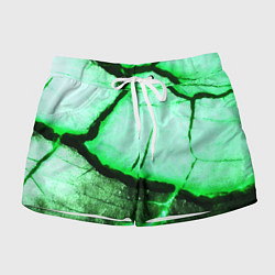 Женские шорты Трещины на абстрактном зелёном фоне