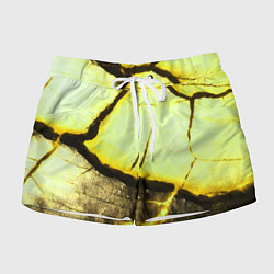 Женские шорты Трещины на абстрактном жёлтом фоне