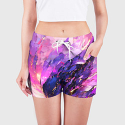 Шорты женские Фиолетово-розовая абстракция, цвет: 3D-принт — фото 2