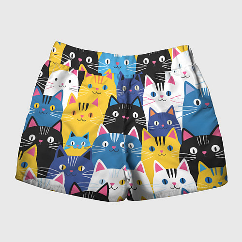 Женские шорты Много цветных котиков / 3D-принт – фото 2