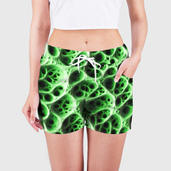 Шорты женские Зелёная пористая структура, цвет: 3D-принт — фото 2