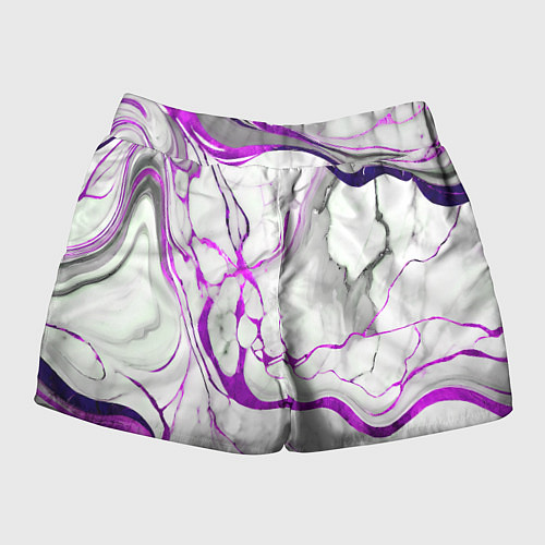 Женские шорты Фиолетово-белый мрамор / 3D-принт – фото 2