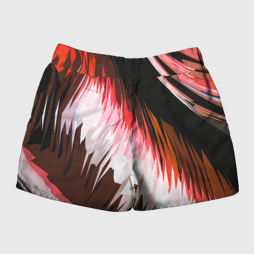 Женские шорты Красно-белая абстракция на чёрном фоне / 3D-принт – фото 2