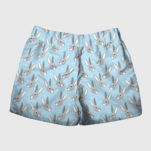 Женские шорты Заяц со снежинками / 3D-принт – фото 2