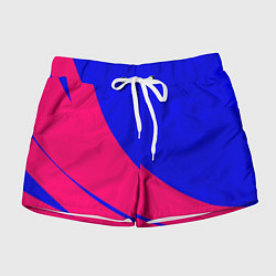 Шорты женские Сочный синий с розовым двуцветный, цвет: 3D-принт