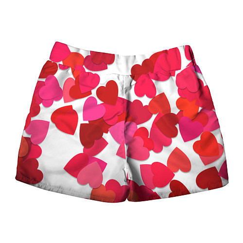 Женские шорты Сердца россыпь / 3D-принт – фото 2