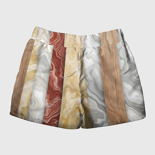 Женские шорты Мрамор и дерево / 3D-принт – фото 2