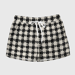 Шорты женские Черно белая гусиная лапка, цвет: 3D-принт