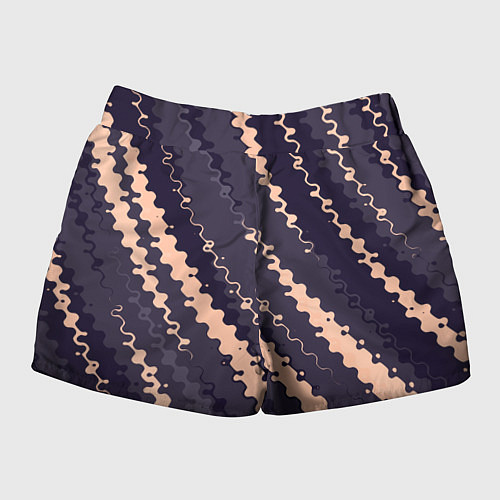 Женские шорты Фиолетовый с бежевым искажённые полосы / 3D-принт – фото 2