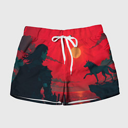 Шорты женские Человек и волк, цвет: 3D-принт