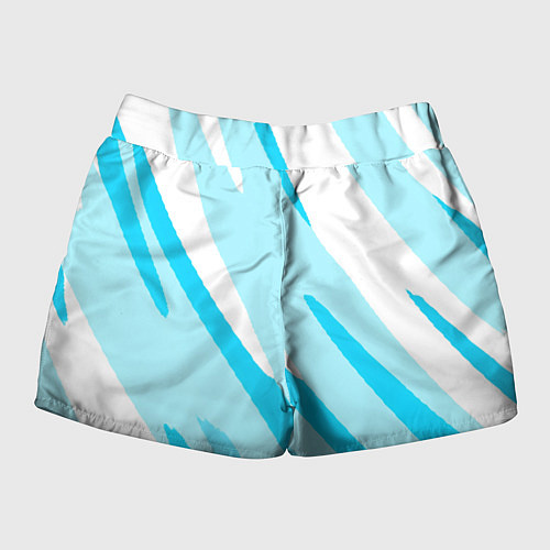 Женские шорты Белый с голубым абстракция / 3D-принт – фото 2