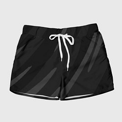 Шорты женские Чёрно-серый абстрактный полосы, цвет: 3D-принт