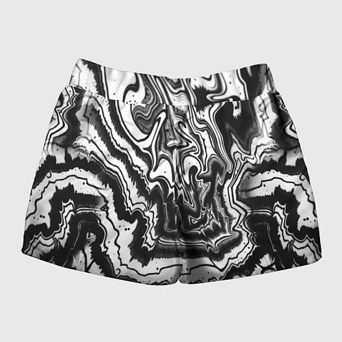 Женские шорты Закрученные волны - чб абстракция / 3D-принт – фото 2