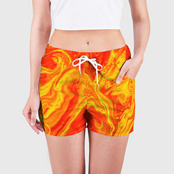 Шорты женские Огненный жёлто-красный, цвет: 3D-принт — фото 2