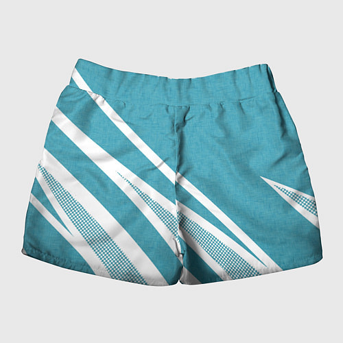 Женские шорты Бело-голубой абстракция с полосами / 3D-принт – фото 2