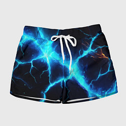 Шорты женские Голубой разлом из молний, цвет: 3D-принт
