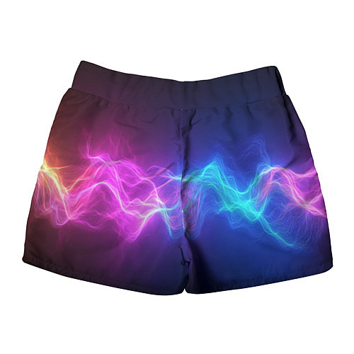 Женские шорты Звуковая волна неоновый узор / 3D-принт – фото 2