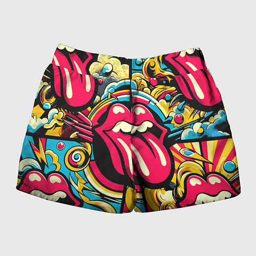 Женские шорты Rolling Stones logo - pop art pattern / 3D-принт – фото 2