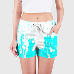 Шорты женские Голубой огонь текстура, цвет: 3D-принт — фото 2