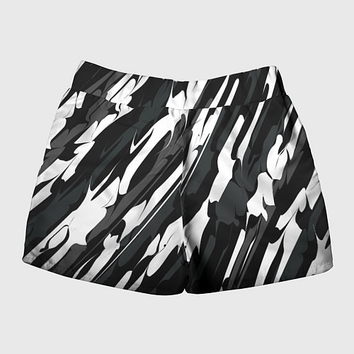 Женские шорты Разводы белым на черном / 3D-принт – фото 2