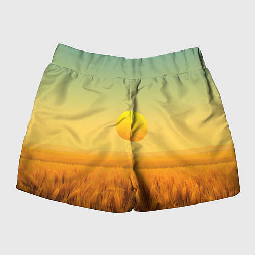 Женские шорты Закат над пшеничным полем / 3D-принт – фото 2