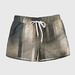 Шорты женские Размытые серо-бежевые полосы, цвет: 3D-принт