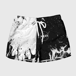 Женские шорты Nasa черно белый огонь